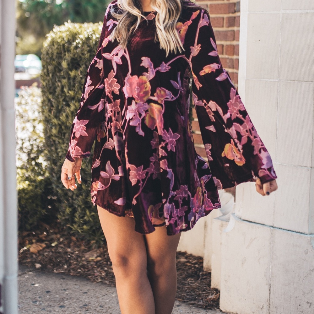 Velvet bell sleeved dress